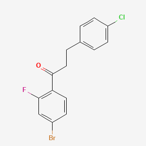 molecular formula C15H11BrClFO B1327589 4'-Bromo-3-(4-chlorophenyl)-2'-fluoropropiophenone CAS No. 898788-31-3