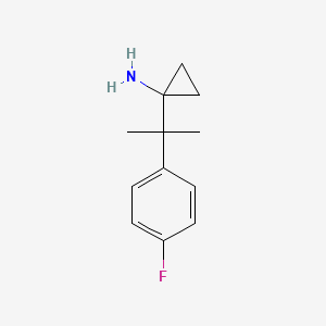 molecular formula C12H16FN B13275920 1-[2-(4-Fluorophenyl)propan-2-yl]cyclopropan-1-amine 