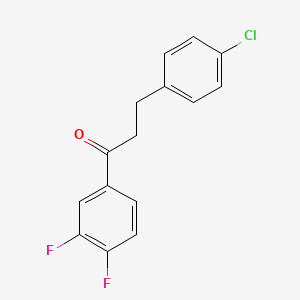 molecular formula C15H11ClF2O B1327594 3-(4-氯苯基)-3',4'-二氟丙基苯甲酮 CAS No. 898788-47-1