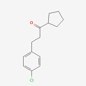 molecular formula C14H17ClO B1327596 2-(4-氯苯基)乙基环戊基酮 CAS No. 898788-59-5