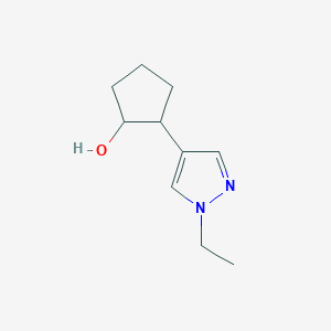 molecular formula C10H16N2O B13276002 2-(1-Ethyl-1H-pyrazol-4-yl)cyclopentan-1-ol 