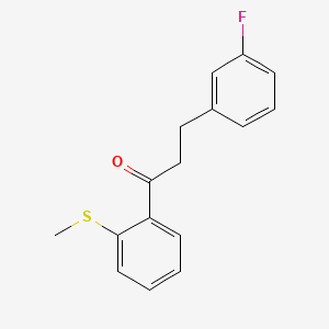 molecular formula C16H15FOS B1327607 3-(3-氟苯基)-2'-硫代甲基丙酮 CAS No. 898788-97-1
