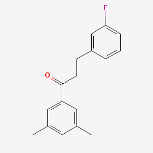 molecular formula C17H17FO B1327618 3',5'-二甲基-3-(3-氟苯基)丙基苯甲酮 CAS No. 898767-20-9
