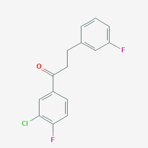 molecular formula C15H11ClF2O B1327621 3'-氯-4'-氟-3-(3-氟苯基)丙基苯甲酮 CAS No. 898767-29-8