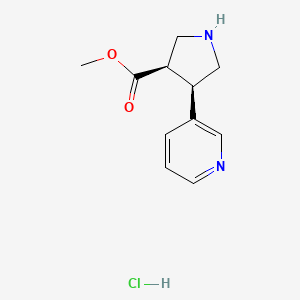 molecular formula C11H15ClN2O2 B13276217 cis-Methyl4-(pyridin-3-yl)pyrrolidine-3-carboxylatehydrochloride 