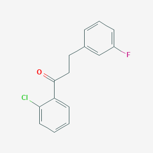 molecular formula C15H12ClFO B1327622 2'-氯-3-(3-氟苯基)丙酮 CAS No. 898767-32-3