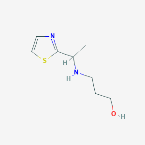 molecular formula C8H14N2OS B13276233 3-{[1-(1,3-Thiazol-2-yl)ethyl]amino}propan-1-ol 