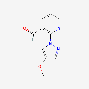 molecular formula C10H9N3O2 B13276300 2-(4-Methoxy-1H-pyrazol-1-yl)pyridine-3-carbaldehyde 