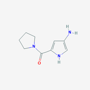 molecular formula C9H13N3O B13276326 5-(pyrrolidine-1-carbonyl)-1H-pyrrol-3-amine 