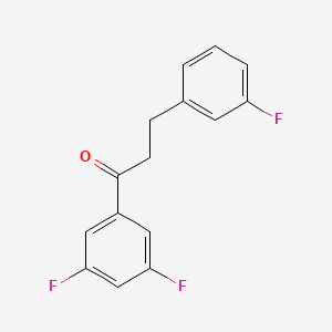 molecular formula C15H11F3O B1327633 3',5'-二氟-3-(3-氟苯基)丙基苯酮 CAS No. 898767-71-0