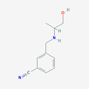 molecular formula C11H14N2O B13276339 3-{[(1-Hydroxypropan-2-yl)amino]methyl}benzonitrile 