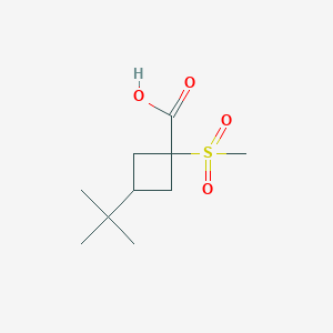 molecular formula C10H18O4S B13276369 3-Tert-butyl-1-methanesulfonylcyclobutane-1-carboxylic acid 