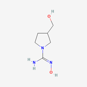 molecular formula C6H13N3O2 B13276386 N'-Hydroxy-3-(hydroxymethyl)pyrrolidine-1-carboximidamide 