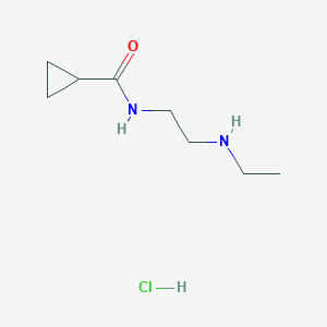 molecular formula C8H17ClN2O B13276429 N-[2-(Ethylamino)ethyl]cyclopropanecarboxamide hydrochloride 