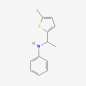 molecular formula C13H15NS B13276515 N-[1-(5-methylthiophen-2-yl)ethyl]aniline 