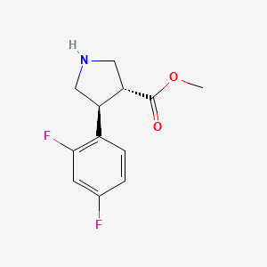 molecular formula C12H13F2NO2 B13276544 Methyl (3R,4S)-4-(2,4-difluorophenyl)pyrrolidine-3-carboxylate 