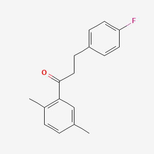 molecular formula C17H17FO B1327655 2',5'-二甲基-3-(4-氟苯基)丙酮 CAS No. 898768-31-5