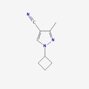 molecular formula C9H11N3 B13276567 1-Cyclobutyl-3-methyl-1H-pyrazole-4-carbonitrile 