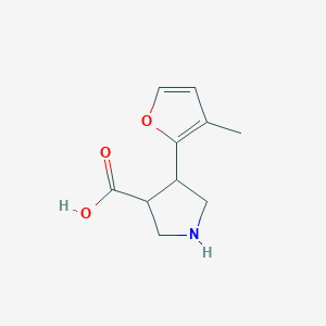 molecular formula C10H13NO3 B13276585 4-(3-Methylfuran-2-yl)pyrrolidine-3-carboxylic acid 