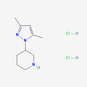 molecular formula C10H19Cl2N3 B13276596 3-(3,5-dimethyl-1H-pyrazol-1-yl)piperidine dihydrochloride 