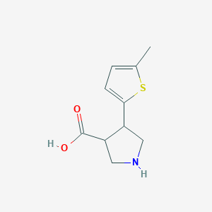 molecular formula C10H13NO2S B13276629 4-(5-Methylthiophen-2-YL)pyrrolidine-3-carboxylic acid 