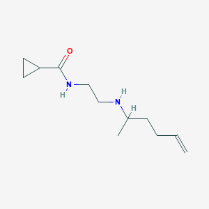 molecular formula C12H22N2O B13276668 N-{2-[(hex-5-en-2-yl)amino]ethyl}cyclopropanecarboxamide 