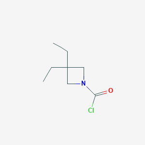 molecular formula C8H14ClNO B13276671 3,3-Diethylazetidine-1-carbonyl chloride 