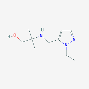 molecular formula C10H19N3O B13276715 2-{[(1-ethyl-1H-pyrazol-5-yl)methyl]amino}-2-methylpropan-1-ol 