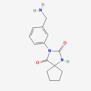 molecular formula C14H17N3O2 B13276750 3-[3-(Aminomethyl)phenyl]-1,3-diazaspiro[4.4]nonane-2,4-dione 