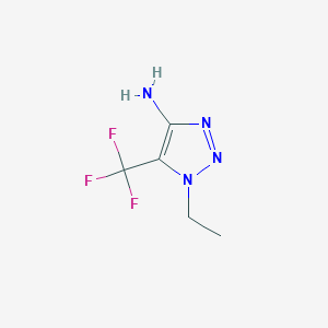 molecular formula C5H7F3N4 B13276766 1-Ethyl-5-(trifluoromethyl)-1H-1,2,3-triazol-4-amine 