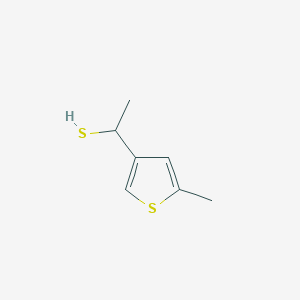 molecular formula C7H10S2 B13276829 1-(5-Methylthiophen-3-yl)ethane-1-thiol 