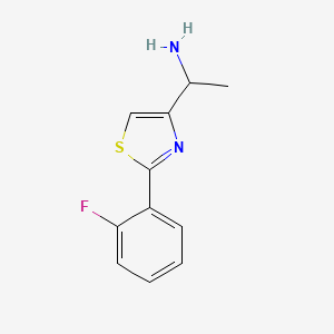 molecular formula C11H11FN2S B13276993 1-[2-(2-Fluorophenyl)-1,3-thiazol-4-yl]ethan-1-amine 