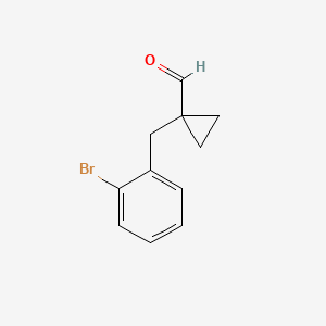 molecular formula C11H11BrO B13277003 1-[(2-Bromophenyl)methyl]cyclopropane-1-carbaldehyde 