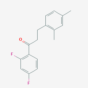 molecular formula C17H16F2O B1327701 2',4'-二氟-3-(2,4-二甲基苯基)丙酮 CAS No. 898794-54-2