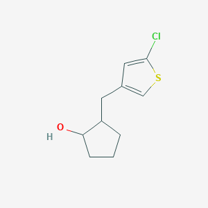 molecular formula C10H13ClOS B13277070 2-[(5-Chlorothiophen-3-yl)methyl]cyclopentan-1-ol 