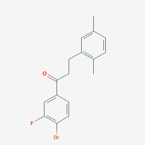 molecular formula C17H16BrFO B1327709 4'-溴-3-(2,5-二甲基苯基)-3'-氟丙酮 CAS No. 898753-66-7