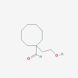 molecular formula C11H20O2 B13277092 1-(2-Hydroxyethyl)cyclooctane-1-carbaldehyde 