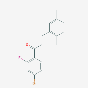 molecular formula C17H16BrFO B1327714 4'-溴-3-(2,5-二甲基苯基)-2'-氟丙酮 CAS No. 898753-88-3
