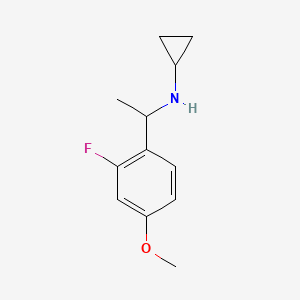 molecular formula C12H16FNO B13277158 N-[1-(2-fluoro-4-methoxyphenyl)ethyl]cyclopropanamine 