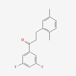 molecular formula C17H16F2O B1327718 3',5'-二氟-3-(2,5-二甲苯基)丙基苯甲酮 CAS No. 898754-10-4