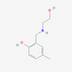 molecular formula C10H15NO2 B13277207 2-{[(2-Hydroxyethyl)amino]methyl}-4-methylphenol CAS No. 114451-00-2