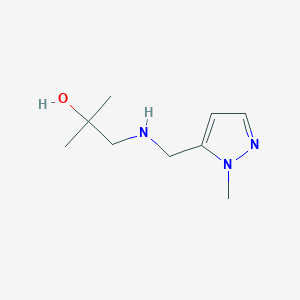 molecular formula C9H17N3O B13277253 2-Methyl-1-{[(1-methyl-1H-pyrazol-5-yl)methyl]amino}propan-2-ol 