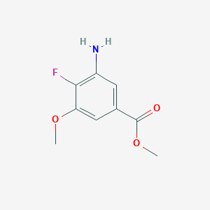 molecular formula C9H10FNO3 B13277330 Methyl 3-amino-4-fluoro-5-methoxybenzoate CAS No. 1779821-27-0