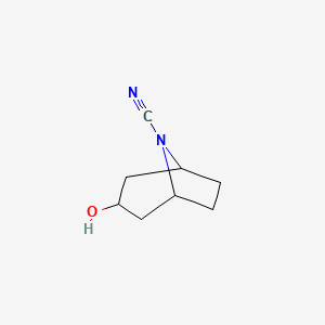 molecular formula C8H12N2O B13277412 3-Hydroxy-8-azabicyclo[3.2.1]octane-8-carbonitrile 