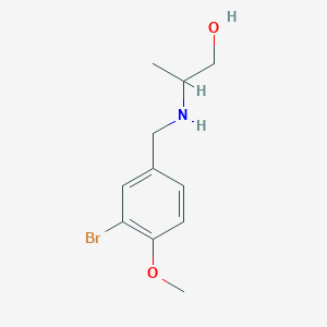 molecular formula C11H16BrNO2 B13277422 2-{[(3-Bromo-4-methoxyphenyl)methyl]amino}propan-1-ol 