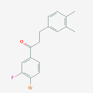 B1327744 4'-Bromo-3-(3,4-dimethylphenyl)-3'-fluoropropiophenone CAS No. 898779-50-5