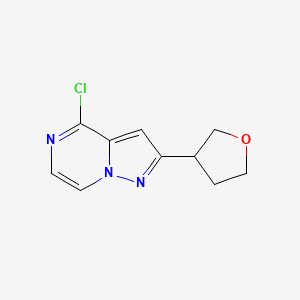 molecular formula C10H10ClN3O B13277461 4-Chloro-2-(oxolan-3-yl)pyrazolo[1,5-a]pyrazine 