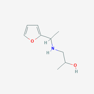 molecular formula C9H15NO2 B13277489 1-{[1-(Furan-2-yl)ethyl]amino}propan-2-ol 