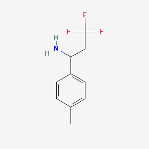 molecular formula C10H12F3N B13277537 3,3,3-Trifluoro-1-(4-methylphenyl)propan-1-amine 