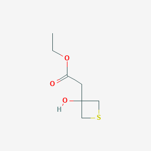 molecular formula C7H12O3S B13277562 Ethyl 2-(3-hydroxythietan-3-yl)acetate 